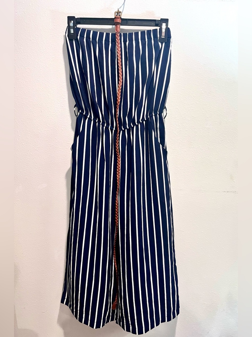 Forever 21 striped strapless jumpsuit